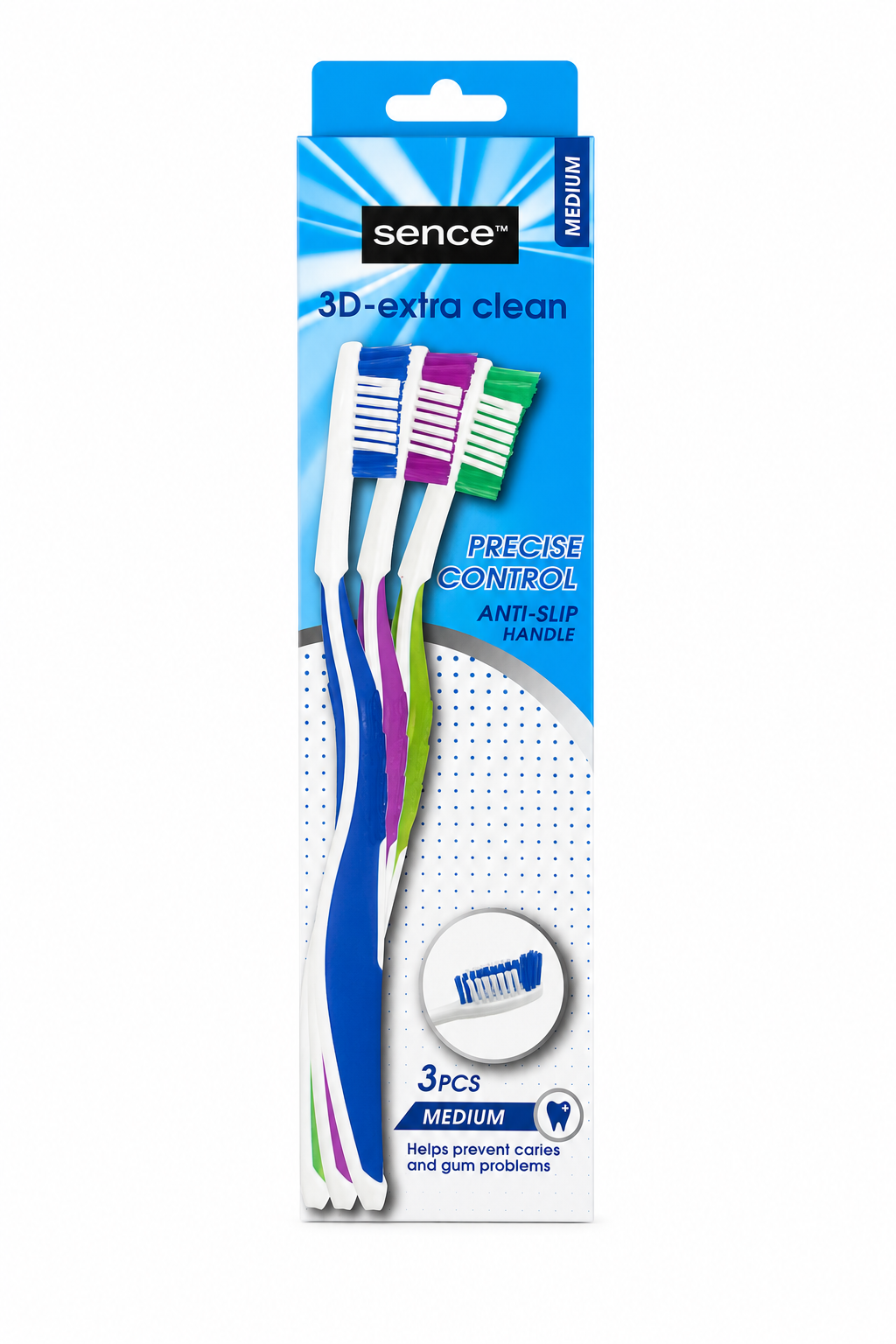 Brosses à dents Sence 3D Extra Clean Medium x3