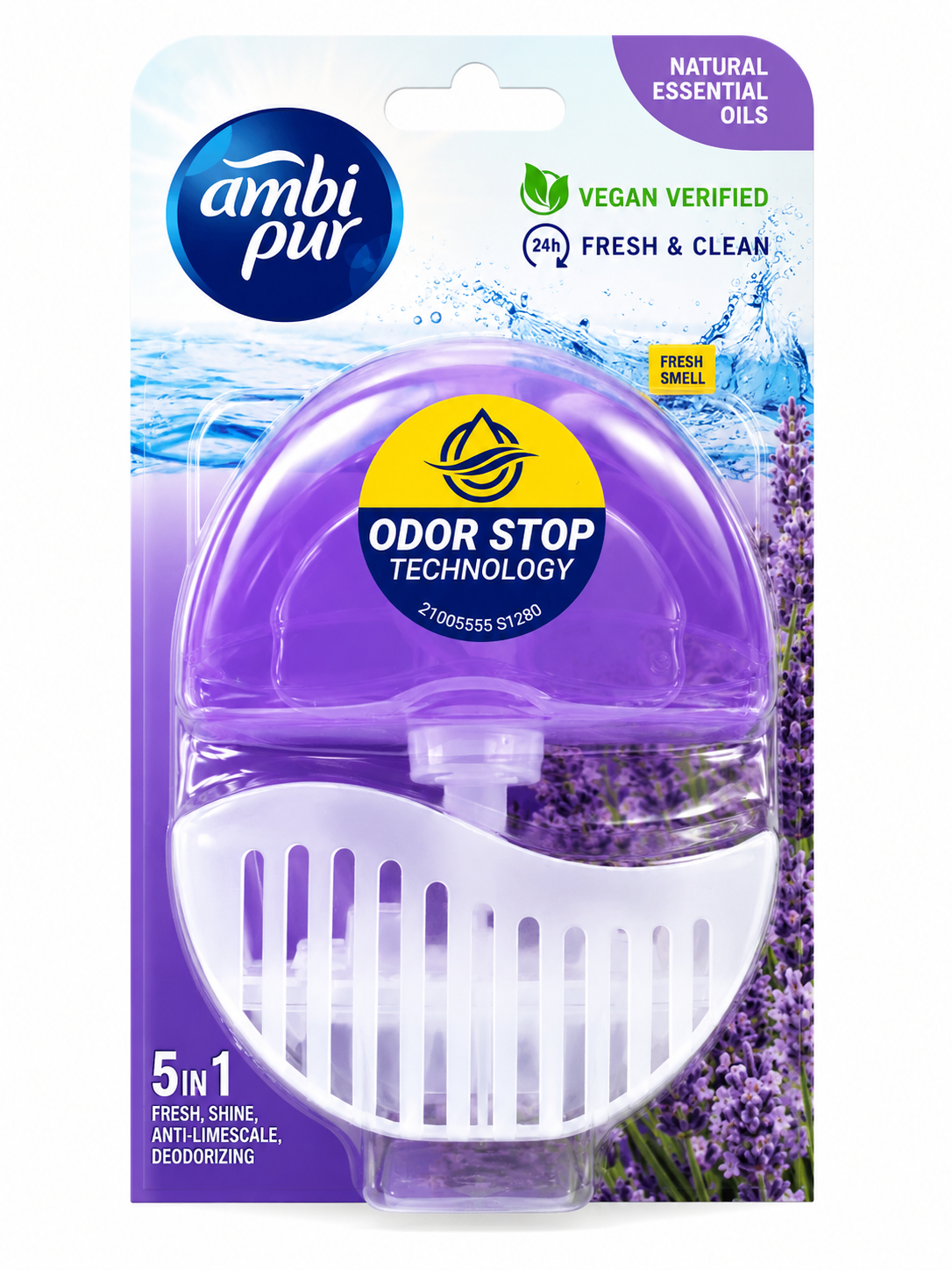 Bloc WC Désodorisant et Anti-Odeurs Ambi Pur Fresh & Clean Lavande