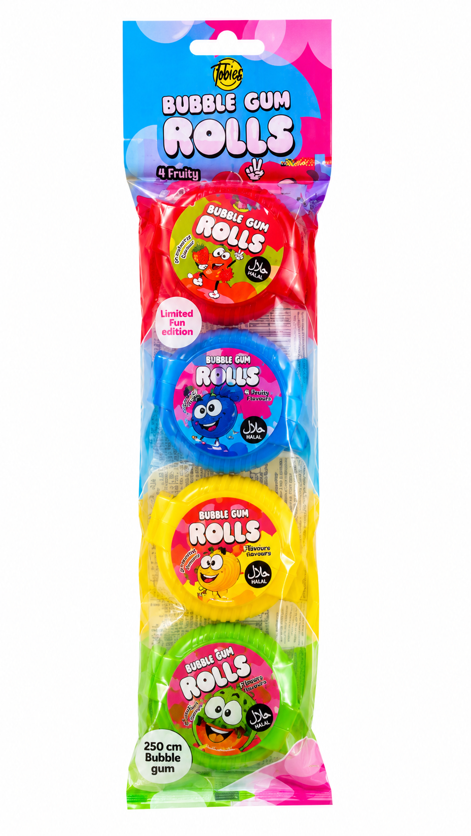 Bubble Gum Rolls – Assortiment 4 Saveurs TOBIES