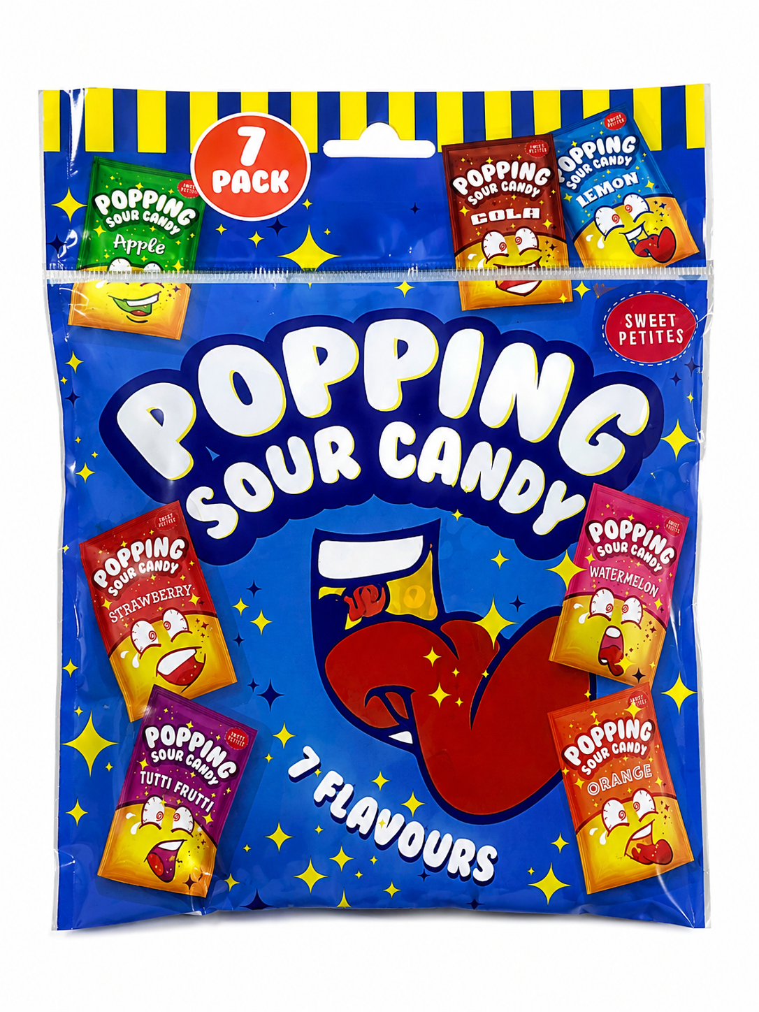 Popping Sour Candy – Lot de 7 Sachets de Bonbons Pétillants Acidulés