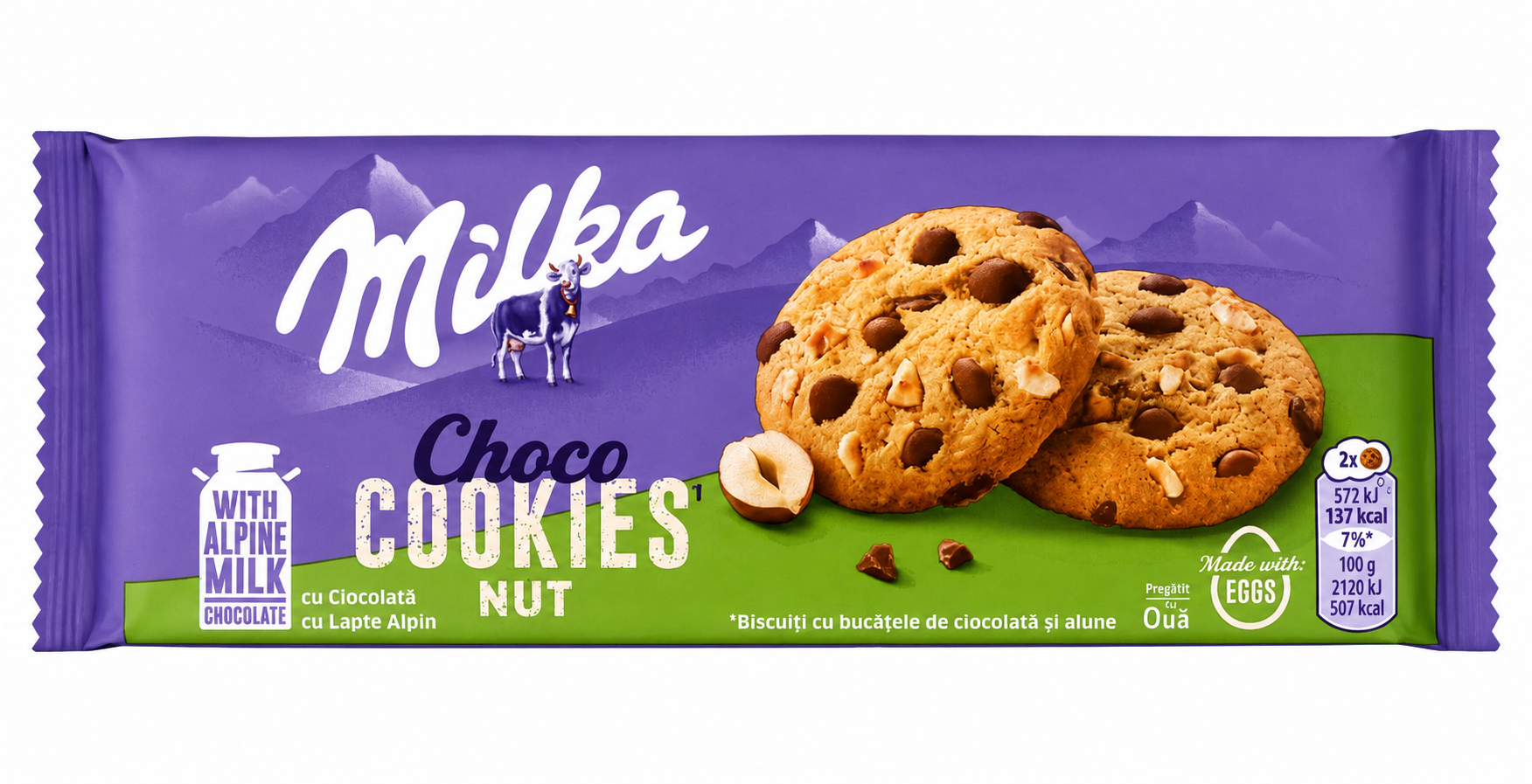 Milka Choco Cookies Nut – Cookies aux noisettes et pépites de chocolat
