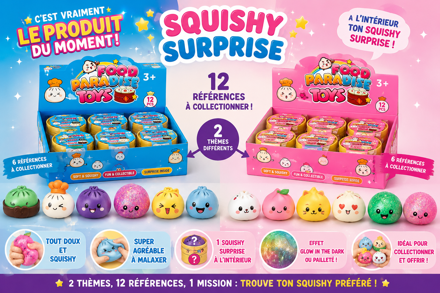 Squishy Surprise – Collection Food Paradise Toys 🩷💙