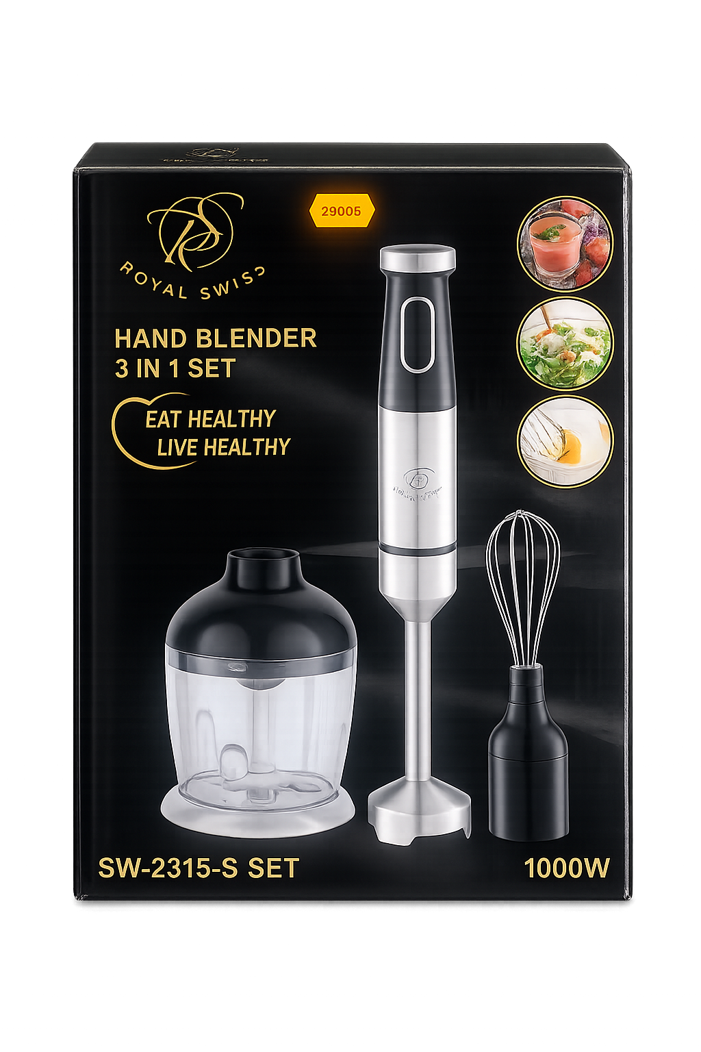 Mixeur Plongeant Royal Swiss 3-en-1 – 1000W
