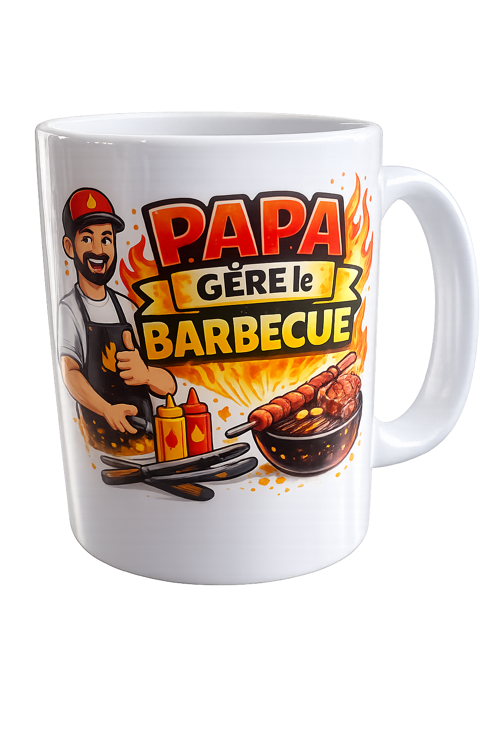 Mug personnalisé « Papa gère le barbecue »