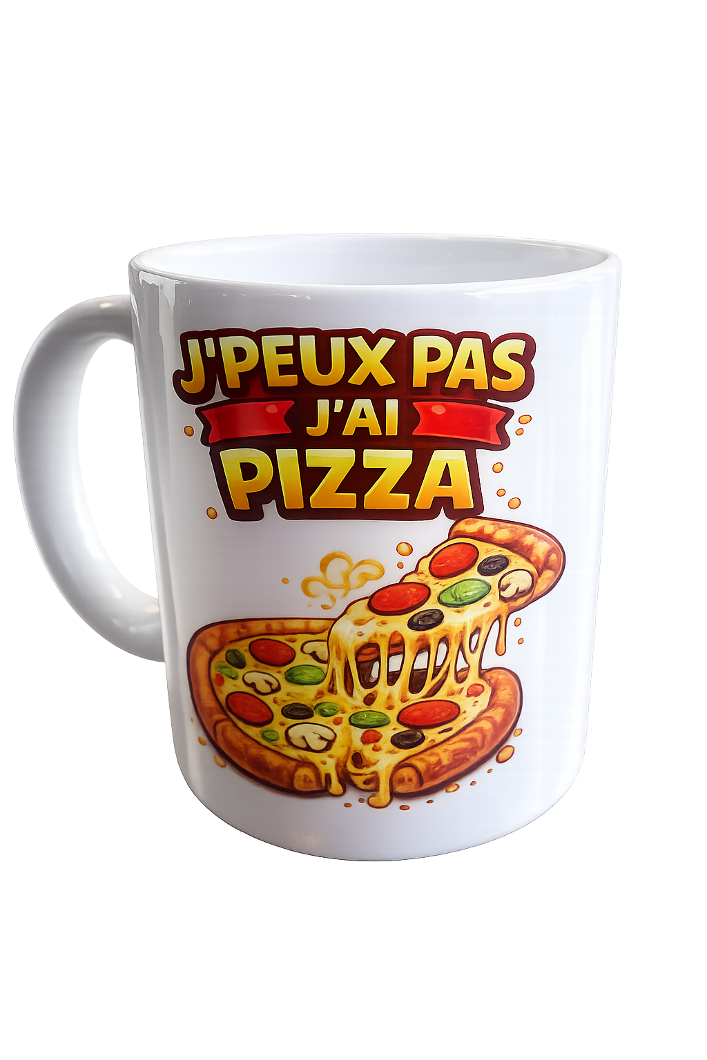 Mug "J'peux pas, j'ai pizza" – Céramique Personnalisée